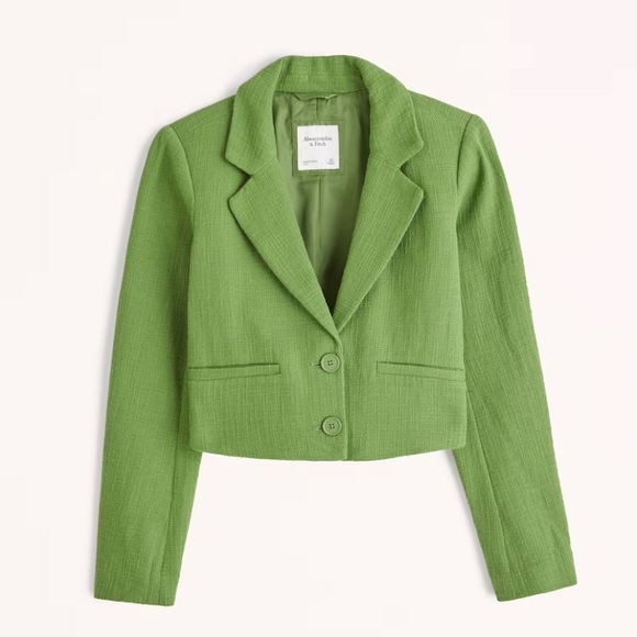 Abercrombie & Fitch // Cropped Tweed Blazer (L - White) *NWT* (Discontinued) - Picture 7 of 14